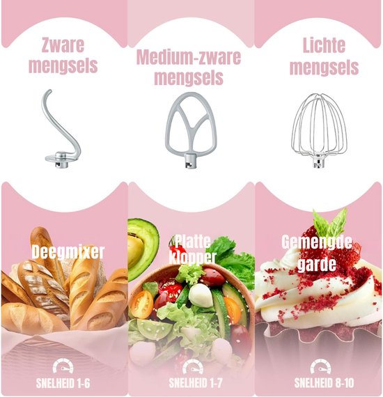 SVN® Mixer met mengkom - Mixer - Mixer met mengkom keukenmachine - Roze - ‎22cm x 36cm x 33 m van Merkloos — afbeelding 5
