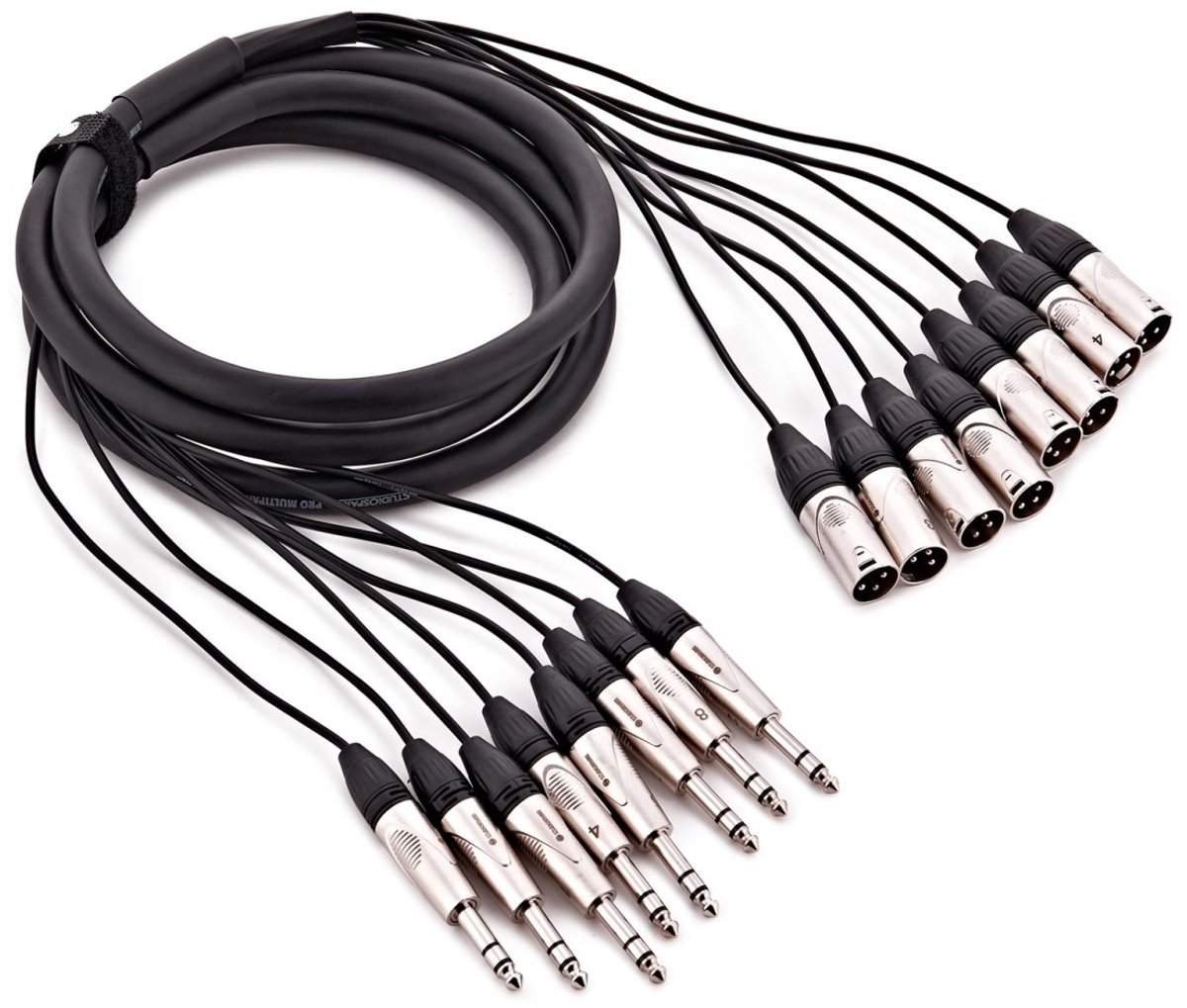 Studiospares 8-weg XLR (M) - 6,35 mm TRS (M) kabelboom, 2,5m