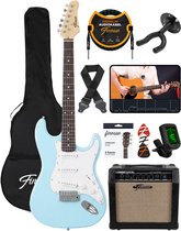 Finesse Elektrische Gitaar met Versterker - met Videocursus - Gitaar - Volwassenen - Kind - Blauw