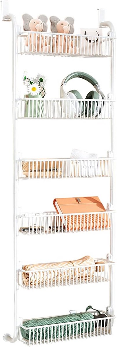 Deur Organizer - Hangende Opberger - Keuken Pantry - Verstelbare Manden - 42.5 cm - Wit