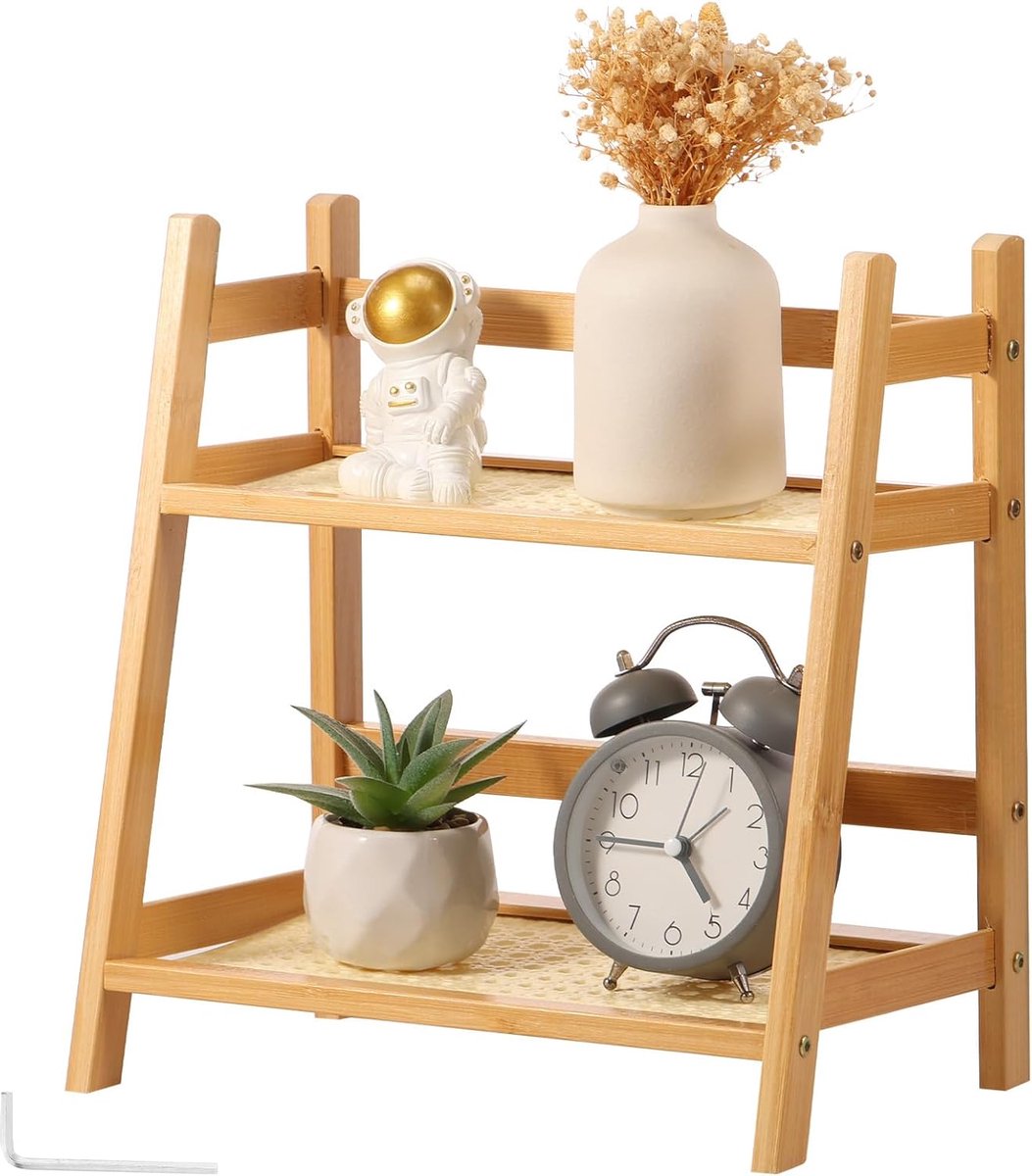 Keukenrek Bamboe - Keuken Organizer - Keuken Opbergen - Dubbele Laag - 27 cm
