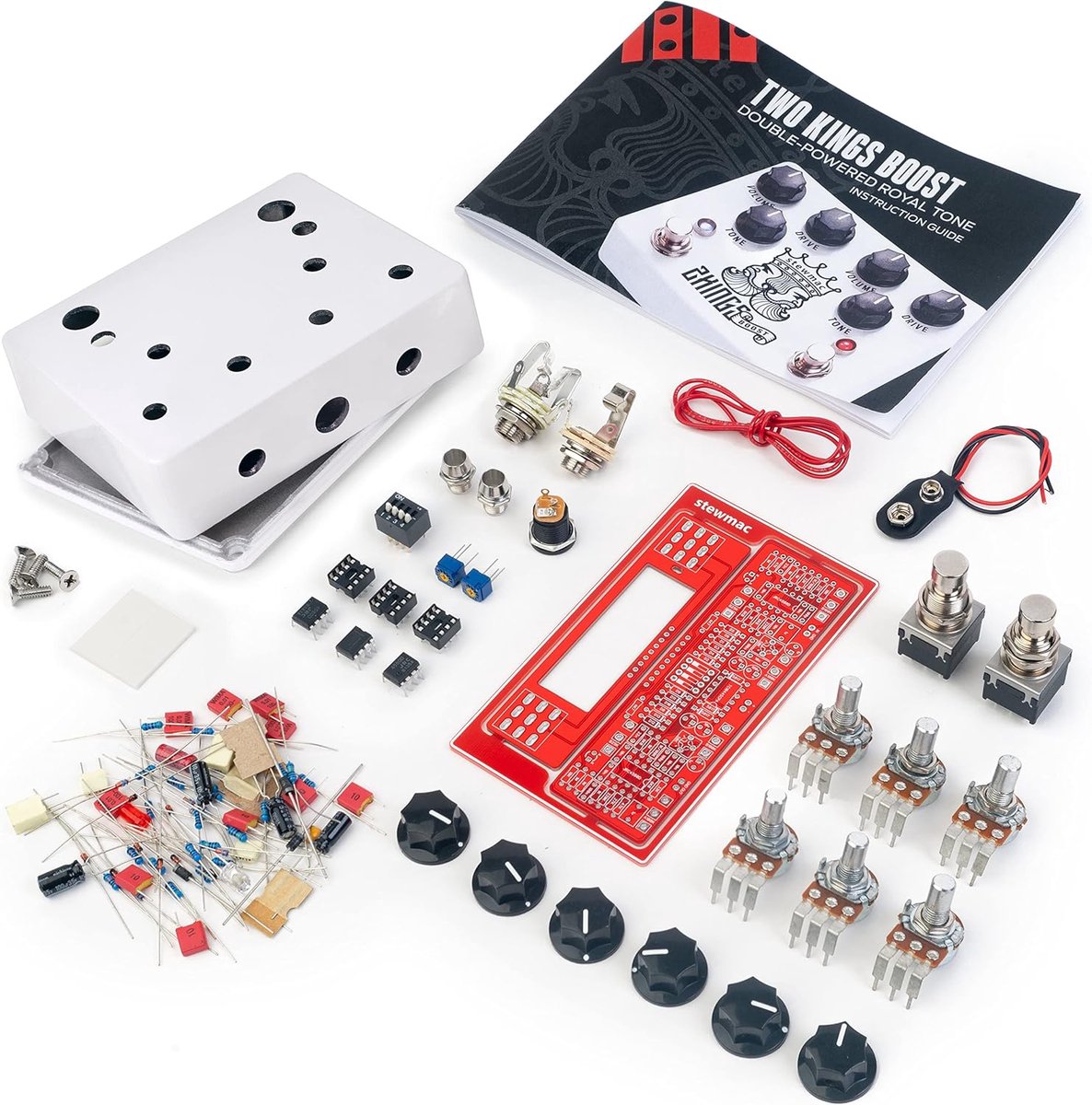 Gitaar Effect Pedaal - Overdrive Booster - Geluidsversterking - Twee Pedaalschakelingen - Wit