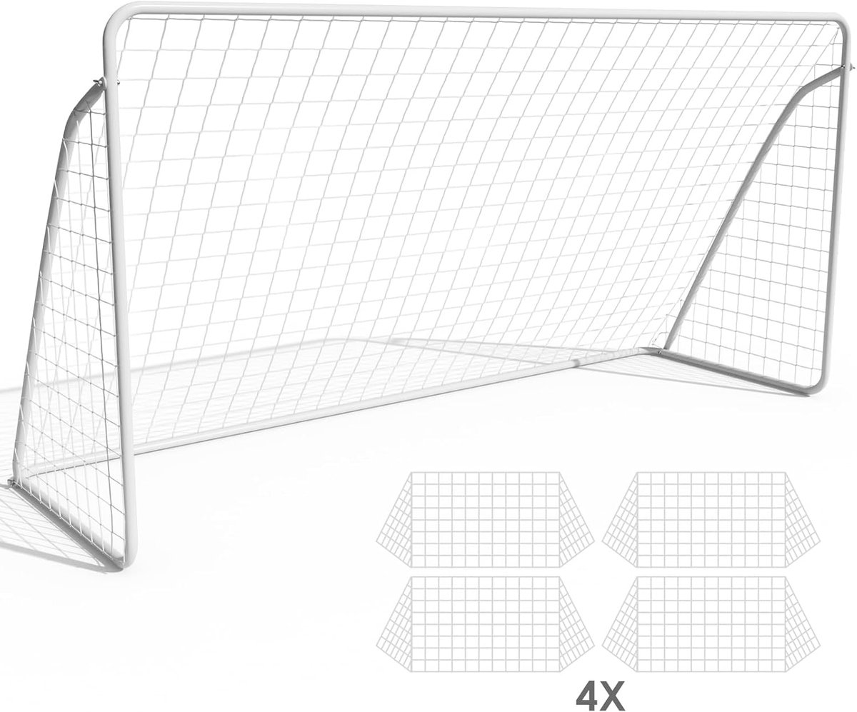 Voetbaldoel Set - Sport Doelen - Buiten Trainen - Stabiel Fijnmazig Net - 365 x 182 cm - Wit