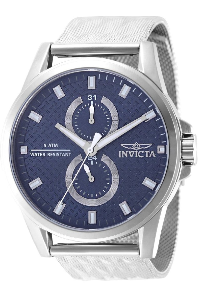 Invicta Vintage 49946 Heren Horloge - Waterdicht - Analoog - Quartz Uurwerk - Roestvrij Staal met blauwe Wijzerplaat - 44mm