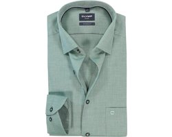 OLYMP Luxor modern fit overhemd - mouwlengte 7 - structuur - groen - Strijkvrij - Boordmaat: 43