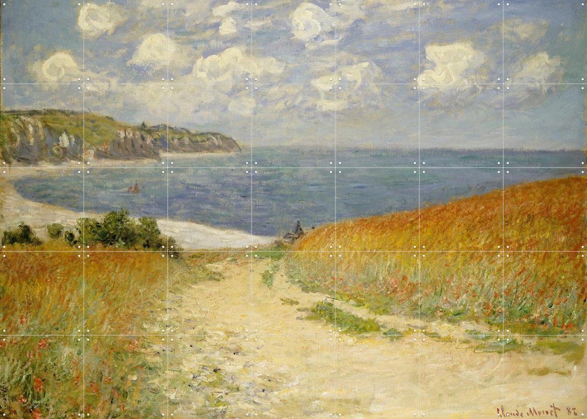 IXXI Path in the Wheat - Pourville, Claude Monet & Bridgeman Images - 140 x 100 cm - Gratis ophangtool - Grote wanddecoratie en posters - Kleurrijk