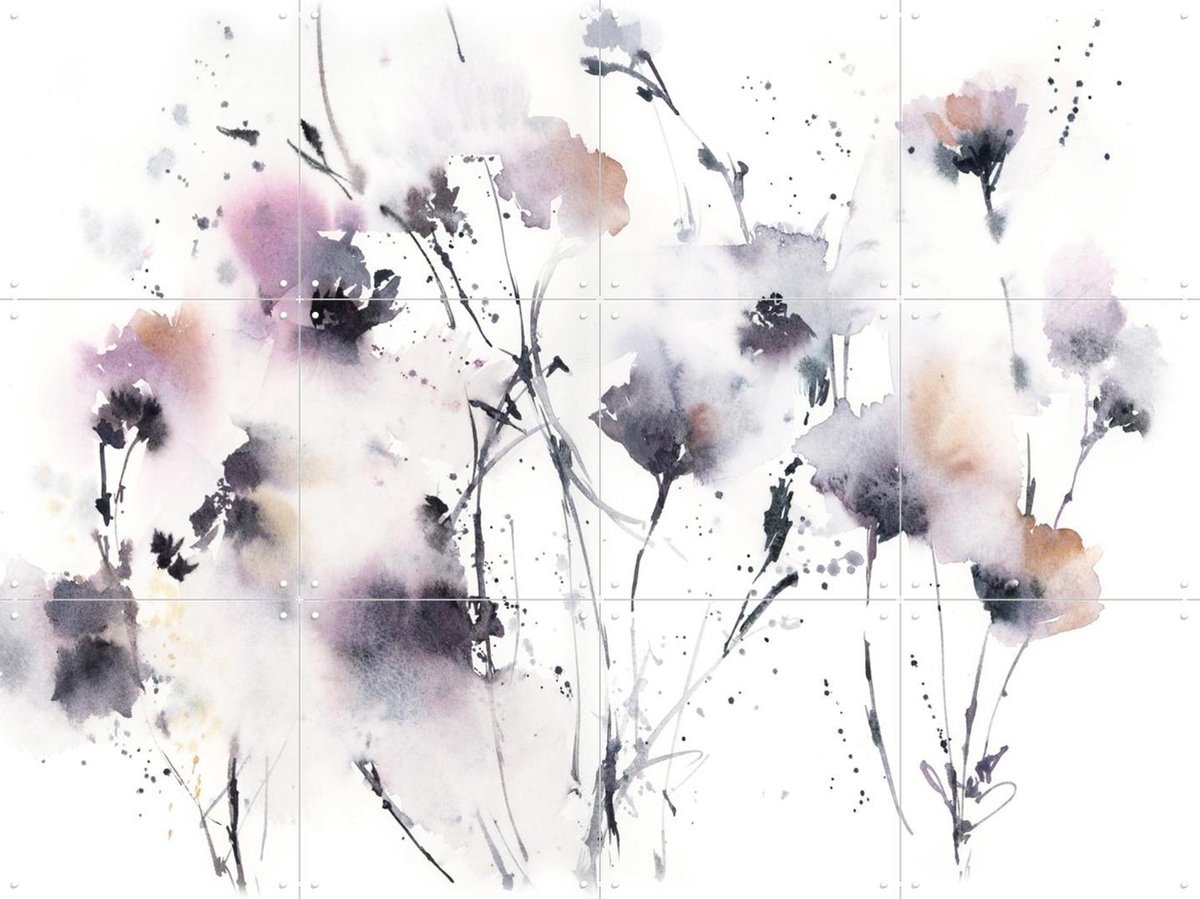 IXXI Flowers Grey, Canot Stop Painting - 80 x 60 cm - Gratis ophangtool - Grote wanddecoratie en posters - Aquarel, Abstract, Impressionisme
