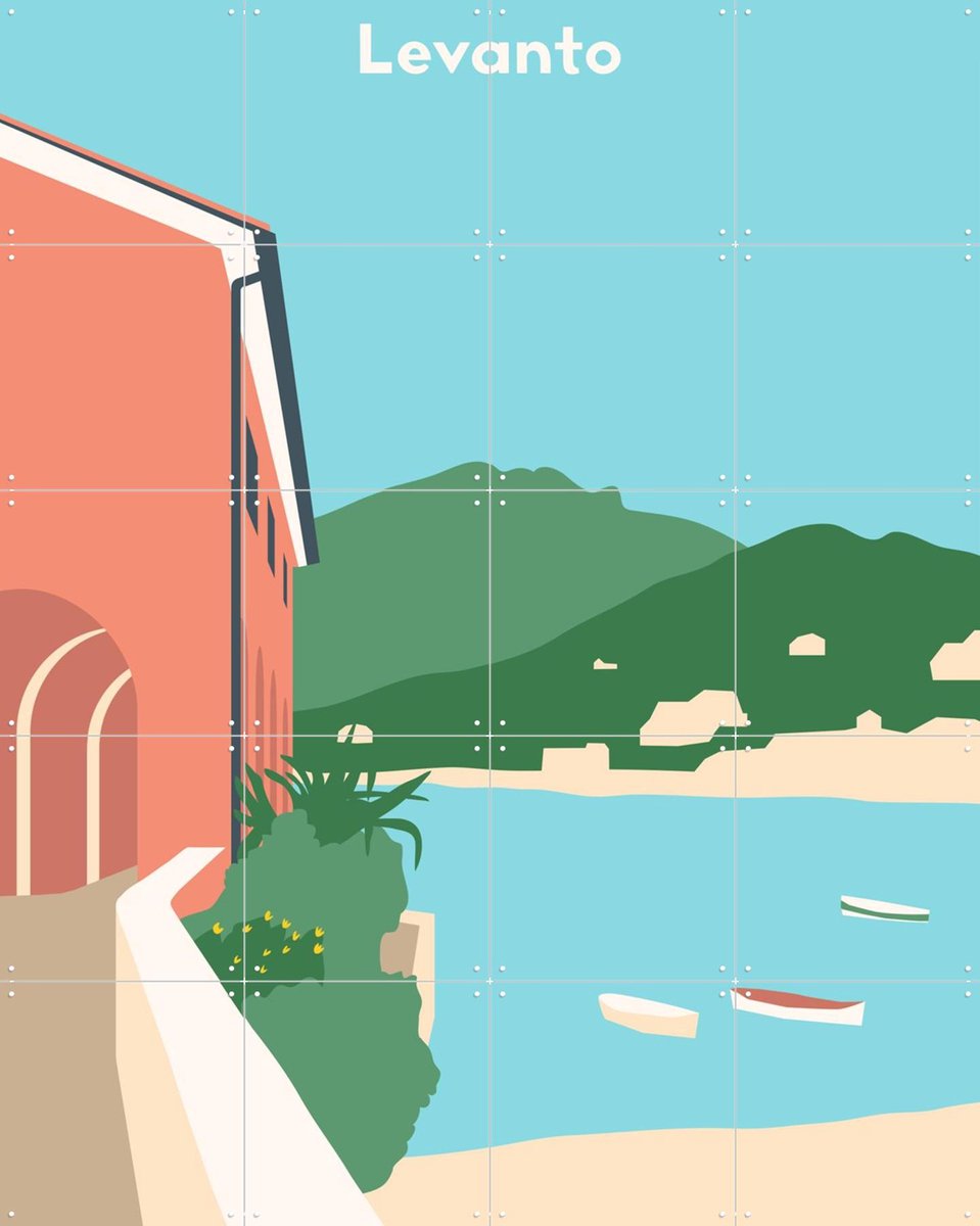 IXXI Levanto, Florent Bodart - 80 x 100 cm - Gratis ophangtool - Grote wanddecoratie en posters - Geometrische Kunst, Digitale Kunst, Kleurrijk
