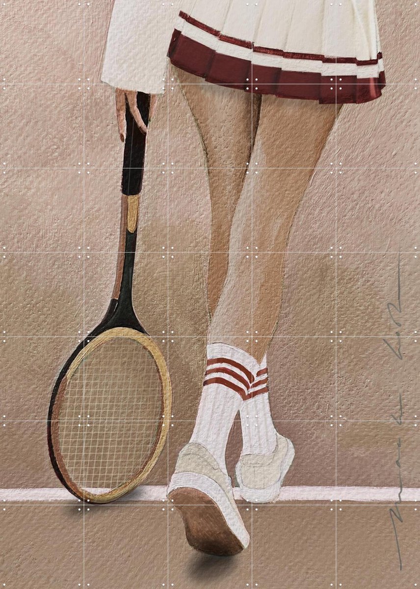 IXXI Tennis Terre, Maaike Koster & My Deer Art Shop - 100 x 140 cm - Gratis ophangtool - Grote wanddecoratie en posters - Minimalisme, Aquarel