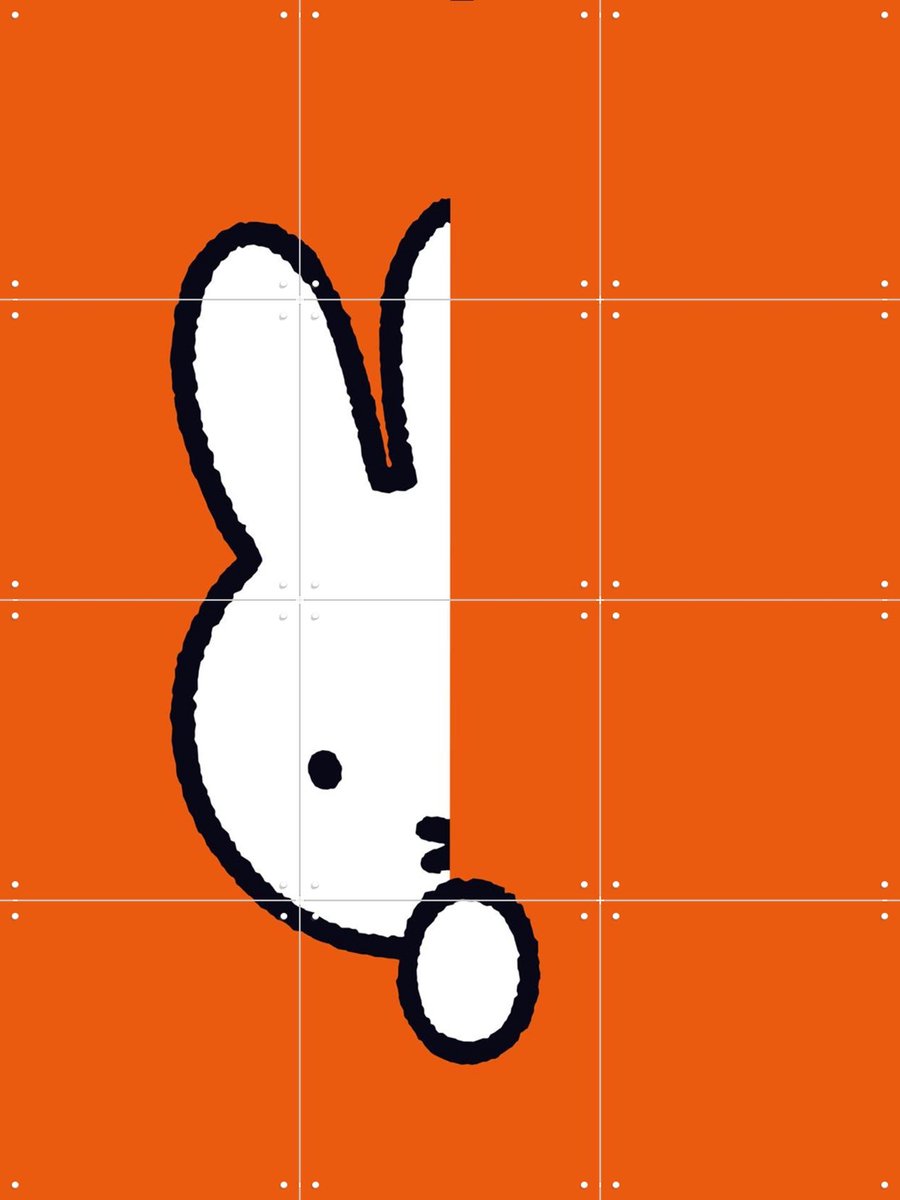 IXXI Nijntje Verstoppertje Oranje, Dick Bruna & Nijntje - 60 x 80 cm - Gratis ophangtool - Grote wanddecoratie en posters Babykamer, Kinderkamer
