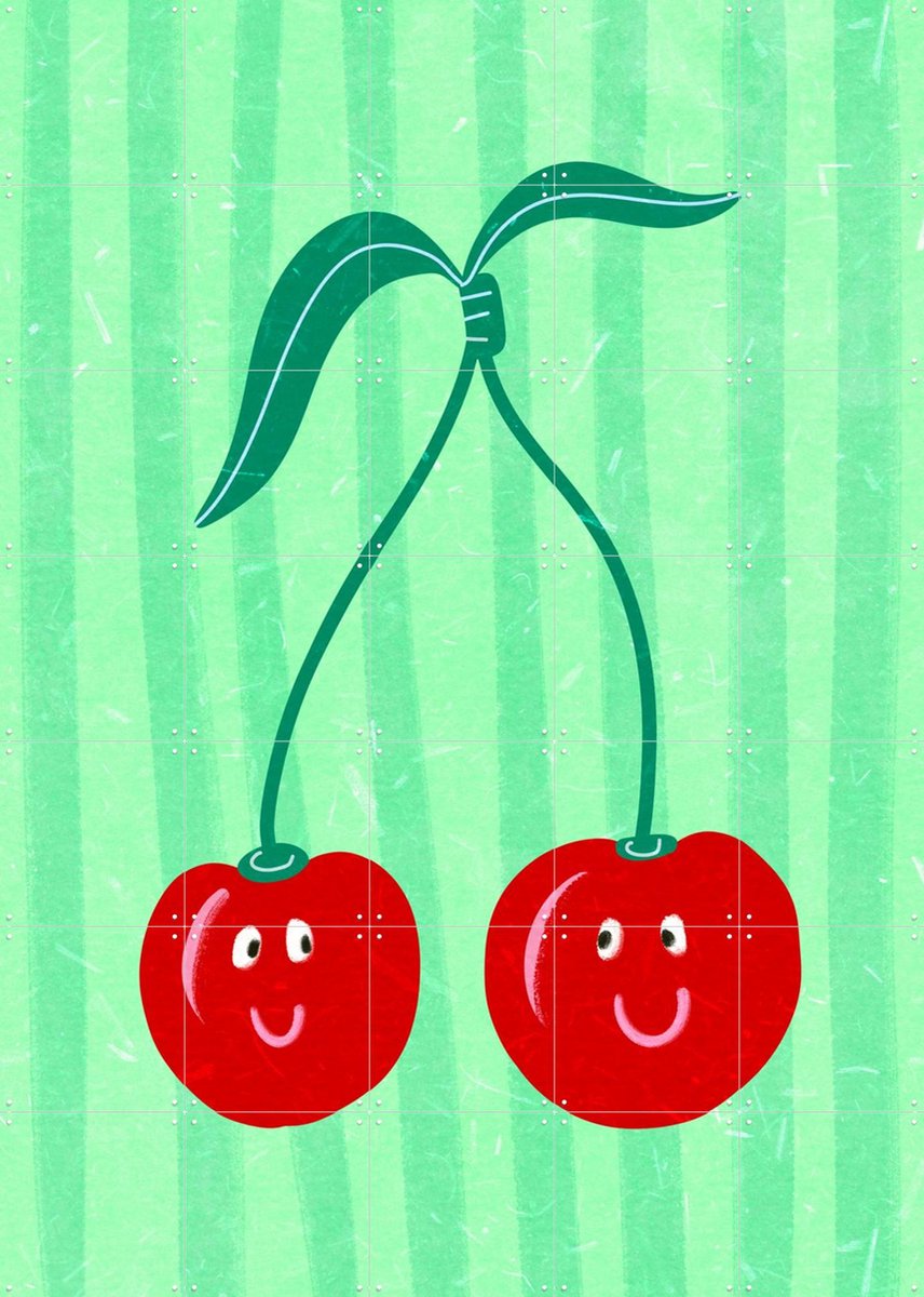 IXXI Hello Cherries, Raissa Oltmanns - 100 x 140 cm - Gratis ophangtool - Grote wanddecoratie en posters Babykamer, Kinderkamer, Kinderen
