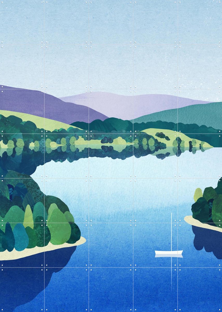 IXXI Sailing on the Lake, Henry Rivers - 100 x 140 cm - Gratis ophangtool - Grote wanddecoratie en posters - Illustraties, Geometrische Kunst