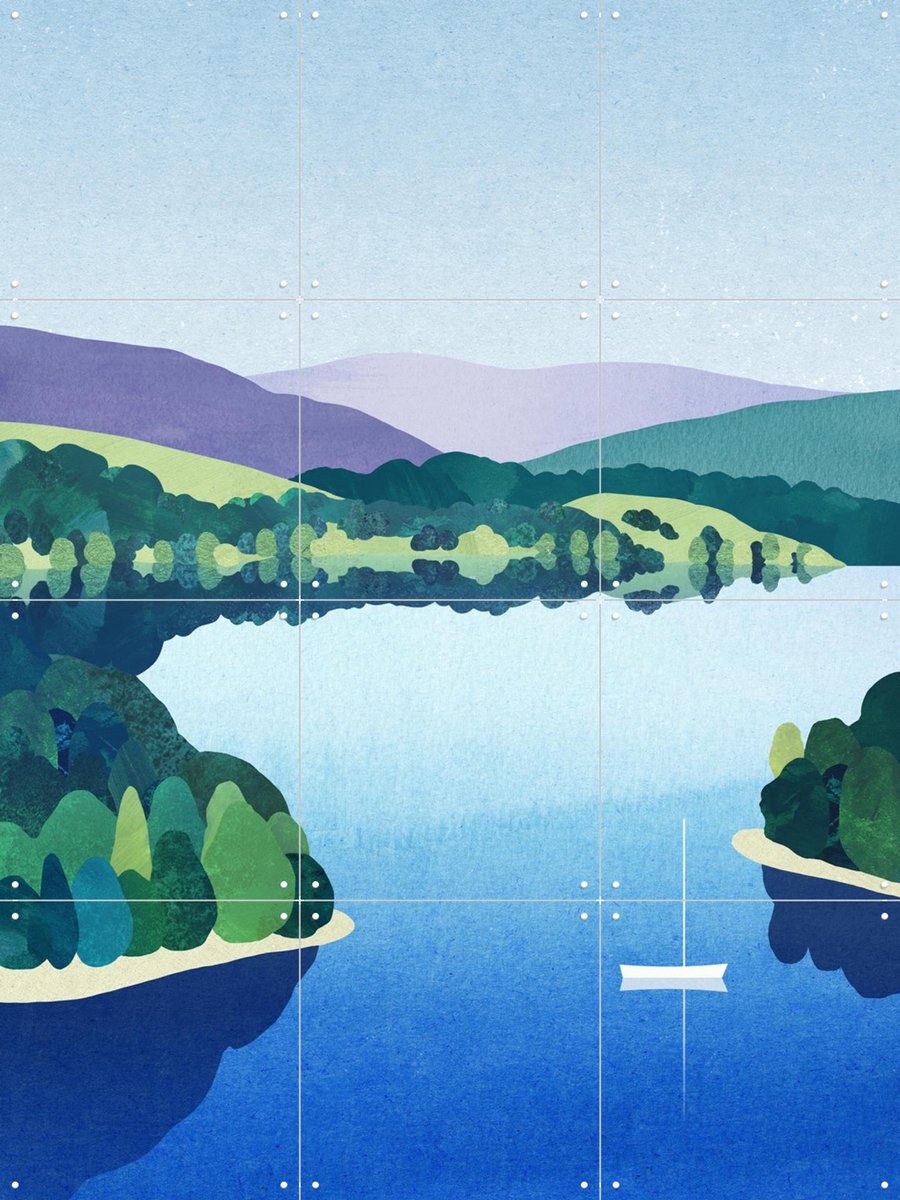 IXXI Sailing on the Lake, Henry Rivers - 60 x 80 cm - Gratis ophangtool - Grote wanddecoratie en posters - Illustraties, Geometrische Kunst, Aquarel