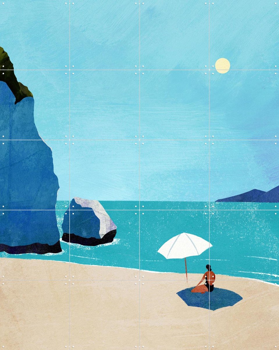 IXXI Parasol Beach, Henry Rivers - 80 x 100 cm - Gratis ophangtool - Grote wanddecoratie en posters - Grafisch Ontwerp, Illustraties, Minimalisme