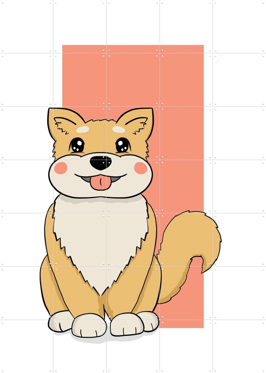 IXXI Shiba Inu, BAINAI - 100 x 140 cm - Gratis ophangtool - Grote wanddecoratie en posters - Cartoonesk, Illustraties, Speels, Kinderkamer, Babykamer