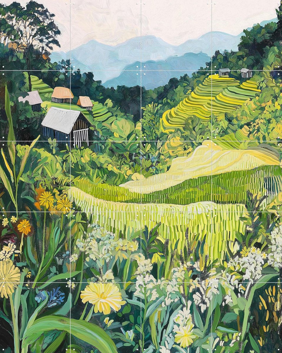 IXXI Whispering Rice, Artclaud - 80 x 100 cm - Gratis ophangtool - Grote wanddecoratie en posters - Schilderijen, Kleurrijk, Woonkamer, Studeerkamer