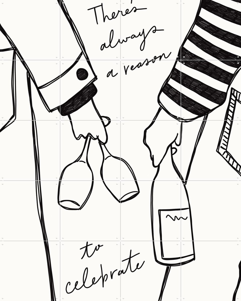 IXXI Woman holding wine bottle and wine glass, Rio Soley & Various - 80 x 100 cm - Gratis ophangtool - Grote wanddecoratie en posters - Illustraties
