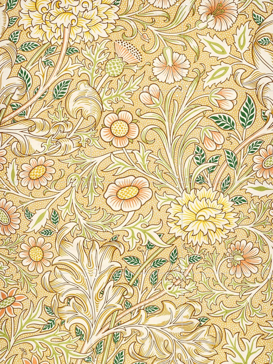 IXXI Double Bough yellow, William Morris & Victoria and Albert Museum - 60 x 80 cm - Gratis ophangtool - Grote wanddecoratie en posters - Art Nouveau