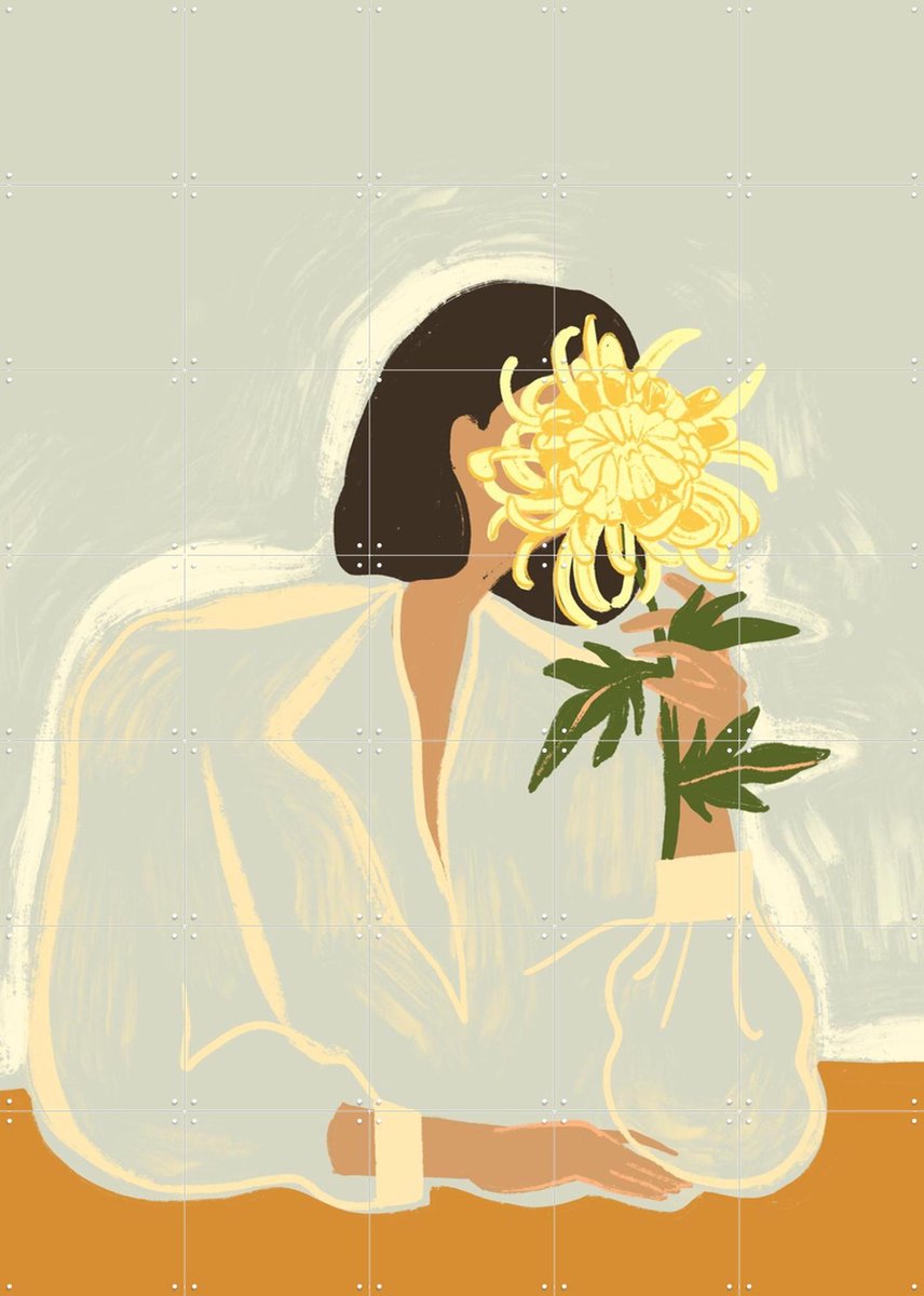 IXXI The Crysanthemum, Arty Guava - 100 x 140 cm - Gratis ophangtool - Grote wanddecoratie en posters - Illustraties, Speels, Digitale Kunst