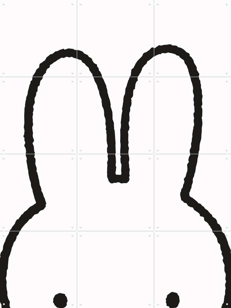 IXXI Nijntje Oren, Nijntje - 60 x 80 cm - Gratis ophangtool - Grote wanddecoratie en posters - Illustraties, Line art, Minimalistisch, Speels