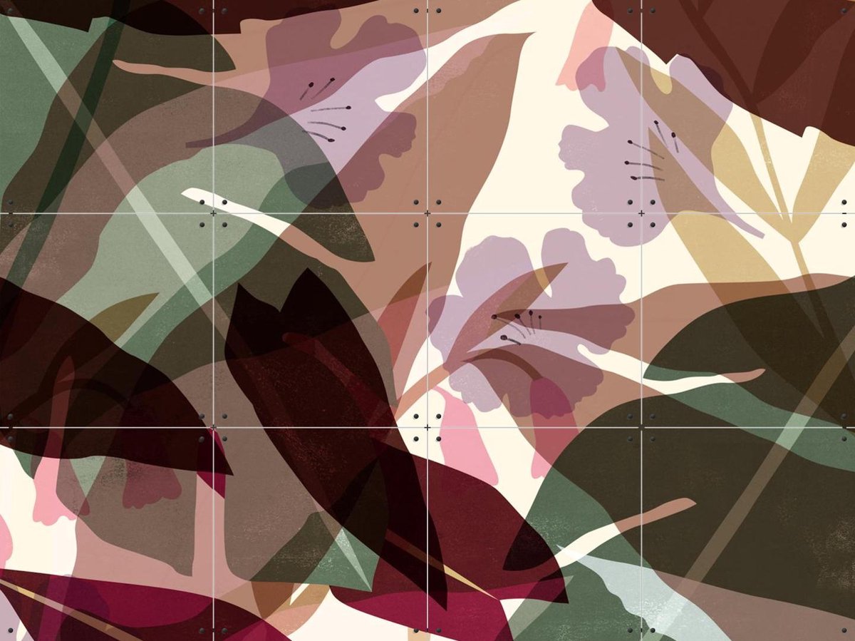 IXXI Leaves Autumn, Lotte Dirks - 80 x 60 cm - Gratis ophangtool - Grote wanddecoratie en posters - Digitale Kunst, Abstract, Illustraties, Grafisch