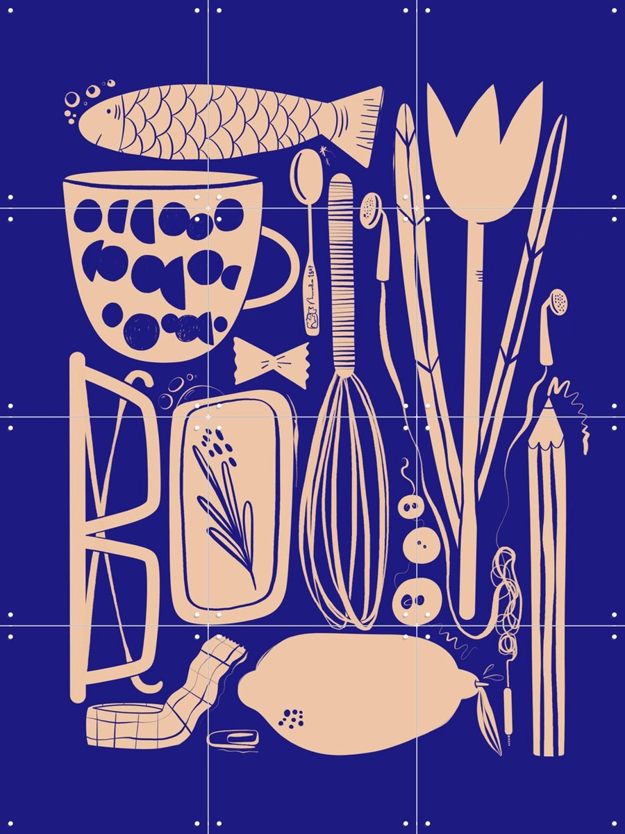 IXXI Things, Gozde - 60 x 80 cm - Gratis ophangtool - Grote wanddecoratie en posters - Speels, Grafisch Ontwerp, Illustraties, Line art, Keuken