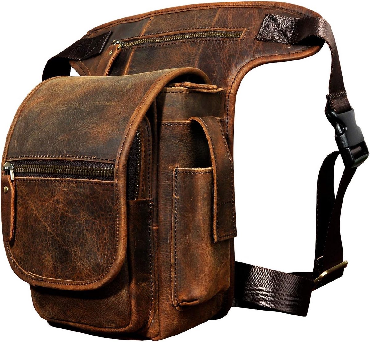 Heren Leren Heuptas Rugzak Fietsen Motor Motor Laptoptas