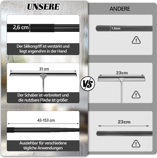 Verstelbare Douchewisser met Lange Steel 43-153 cm voor Ramen en Tegels — afbeelding 5