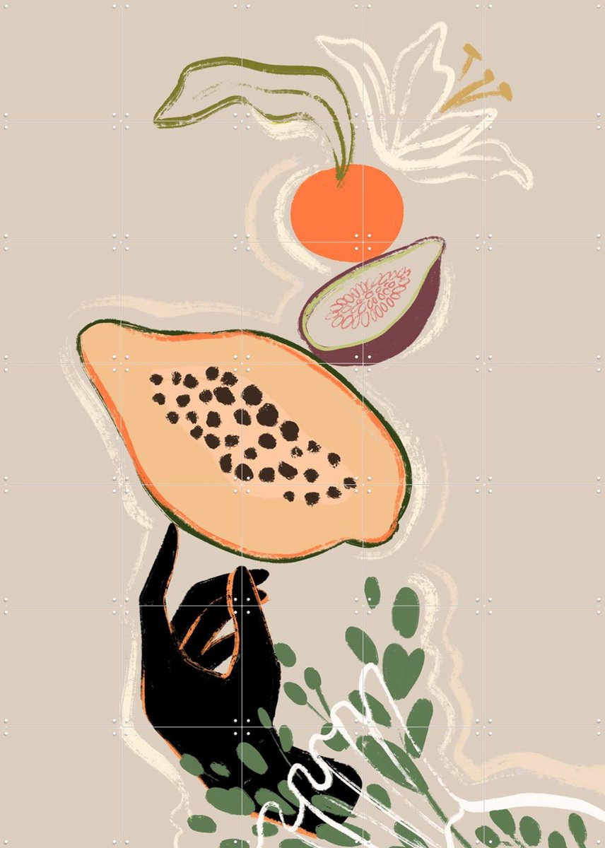 IXXI Balancing Fruits, Arty Guava - 100 x 140 cm - Gratis ophangtool - Grote wanddecoratie en posters - Vintage, Botanisch, Eten & Drinken, Bloemen