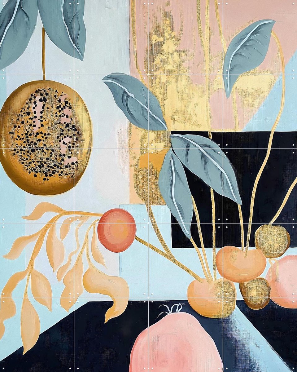 IXXI Woven Harvest, Artclaud - 80 x 100 cm - Gratis ophangtool - Grote wanddecoratie en posters - Kleurrijk, Abstract, Minimalisme, Digitale Kunst