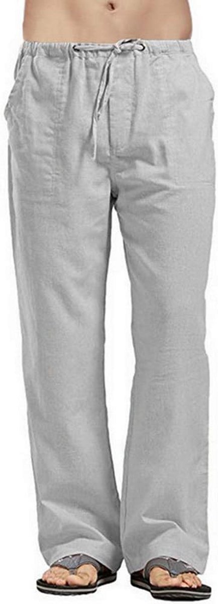 Linnen Herenbroek Casual Losse Pasvorm met Elastische Taille voor Zomer en Yoga