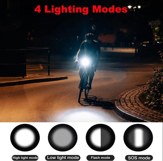 Fietslamp - Fietsverlichting - Fietslicht - Elektrische Fietsclaxon Met Fietsverlichting - 110 Db - 5 Geluidsstanden - Oplaadbare Waterdichte Fietslamp Met Claxon Voor Kinderen En Volwassenen, Mtb- En Racefietsaccessoires - Zwart — afbeelding 5