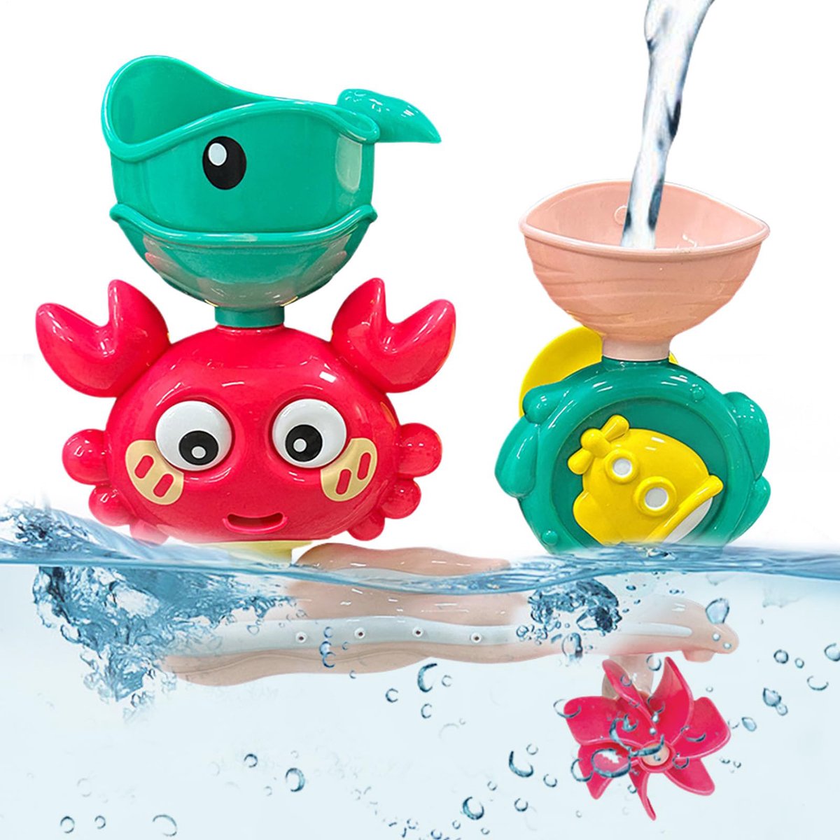 Badspeelgoed voor peuters, 1-3 jaar badspeelgoed voor baby's, spetterspeelgoed, badspeelgoed voor jongens en meisjes, sensorische cadeaus voor kinderen