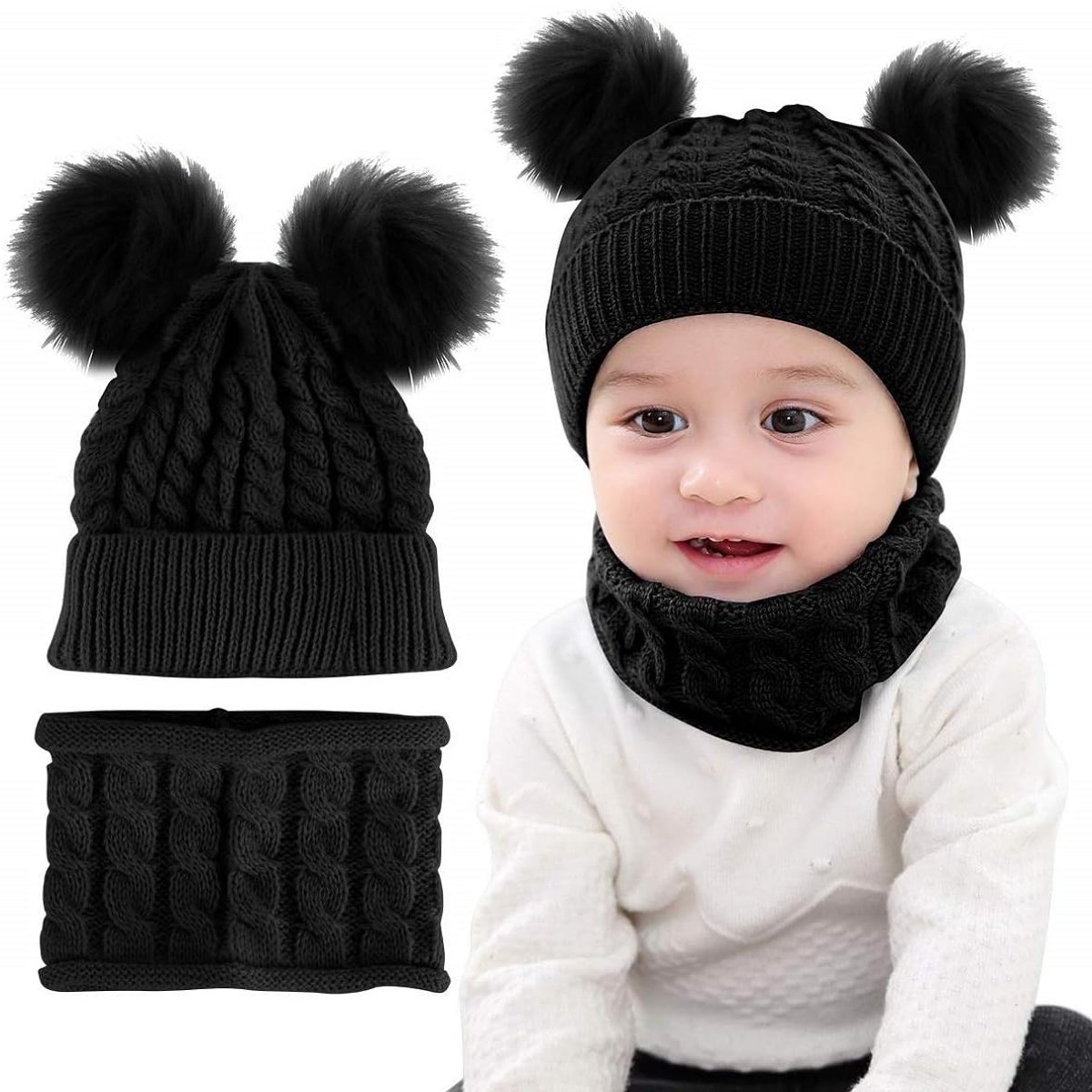 Warme Baby Wintermuts en Sjaal Set voor Jongens en Meisjes 0-36 Maanden