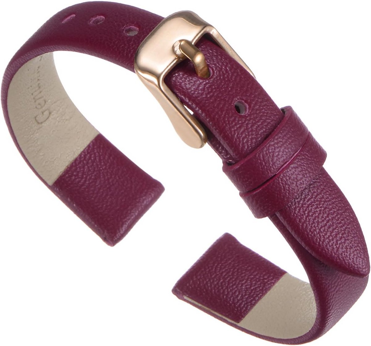 Leren Horlogeband 12mm - Echt Leer Vintage Reserveband met Roestvrijstalen Gesp - Unisex