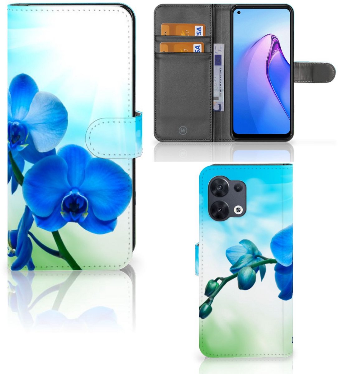 OPPO Reno8 Hoesje Orchidee Blauw - Cadeau voor je Moeder