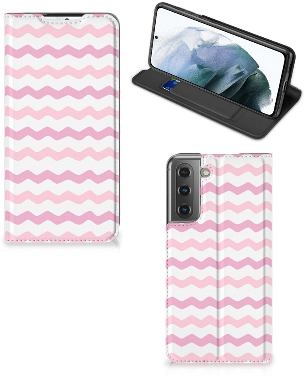 Samsung Galaxy S21 FE Hoesje met Magneet Waves Roze