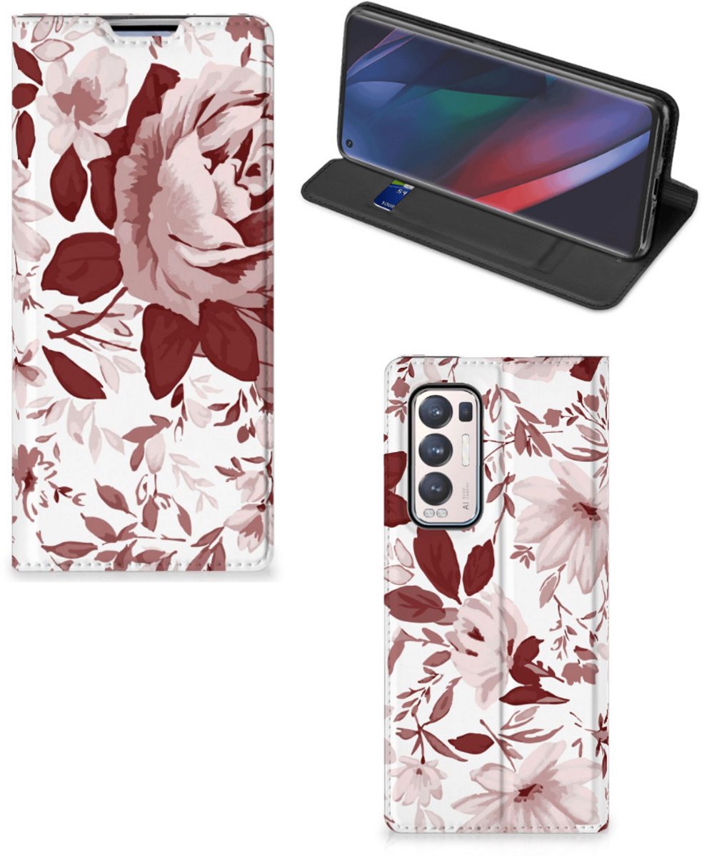 Bookcase OPPO Find X3 Neo Watercolor Flowers