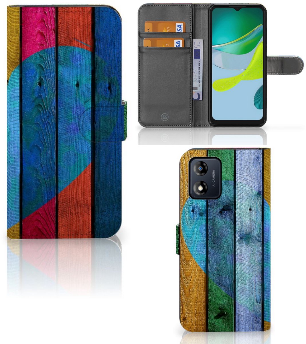 Motorola Moto E13 4G Book Style Case Wood Heart - Cadeau voor je Vriend