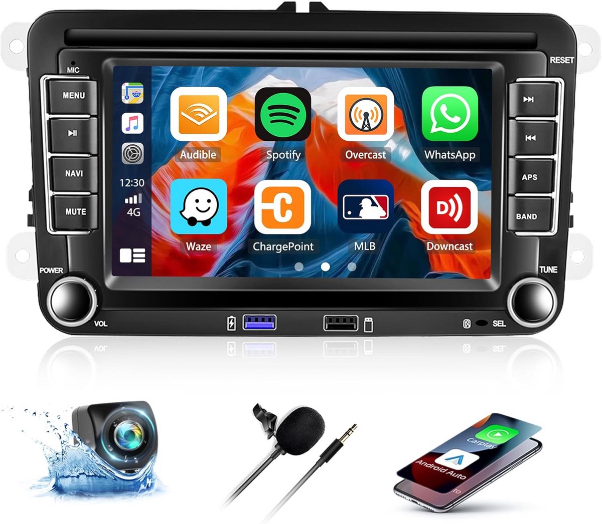 Android Auto Autoradio met Navigatie en CarPlay voor VW Golf, Polo, Passat, en meer - 7" HD Touchscreen, Bluetooth, WiFi, GPS