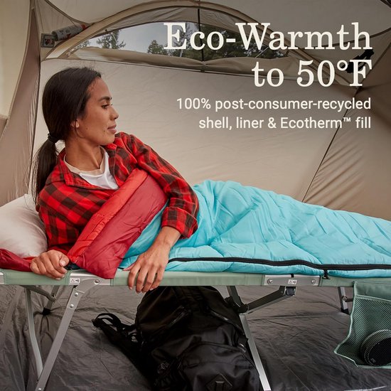 Slaapzak van 100% gerecycled materiaal voor koel weer, perfecte campingslaapzak voor volwassenen van Merkloos — afbeelding 4