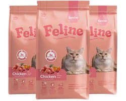 HobbyFirst Feline Kattenvoer Droog Senior - 3 x 1,5 kg - Voordeelverpakking