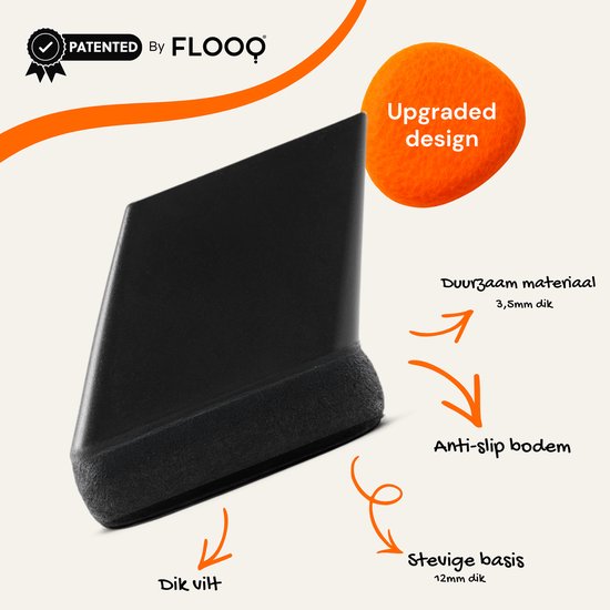 FLOOQ Premium Cache-jambes pour chaises flexibles rectangulaires inclinés 30 x 15 mm - Feutre anti-rayures - Protège-pieds de chaise - Protection du sol - 24 pièces - Frits
