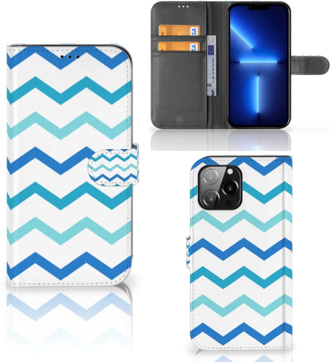 iPhone 13 Pro Max Telefoon Hoesje Zigzag Blauw