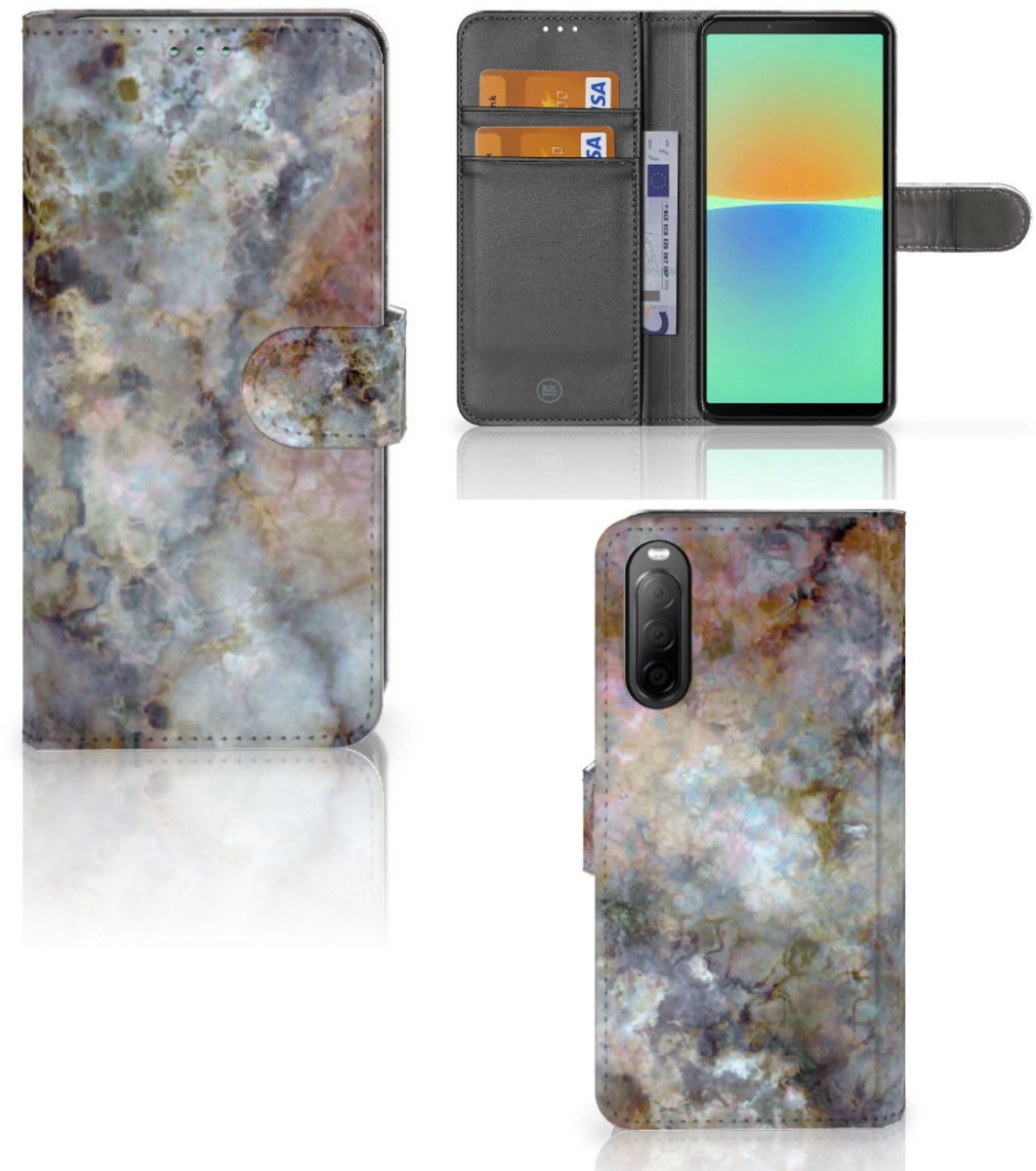 Sony Xperia 10 IV Bookcase Marmer Grijs