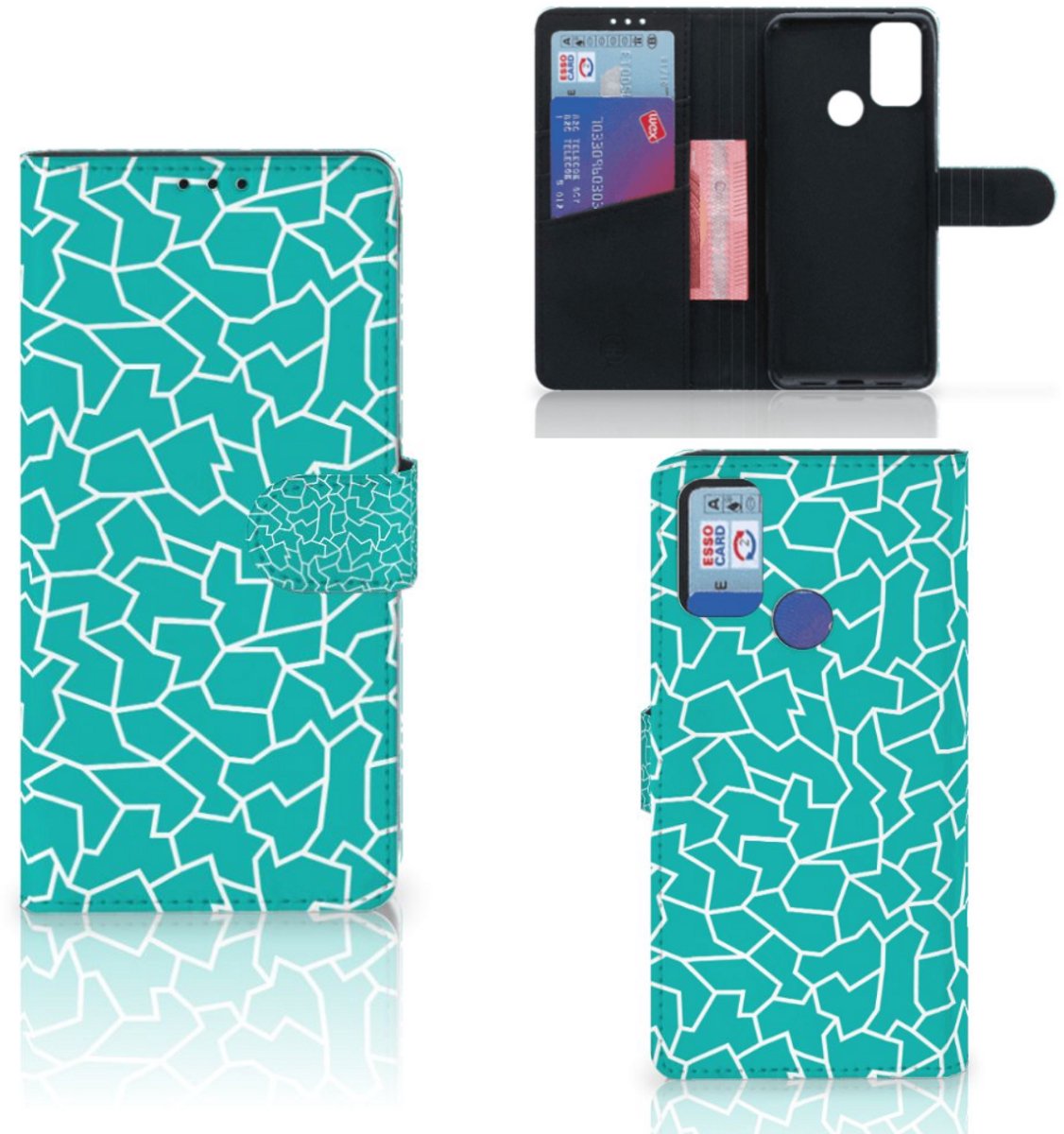 Boekhoesje voor Alcatel 1S (2021) Hoesje Cracks Blue