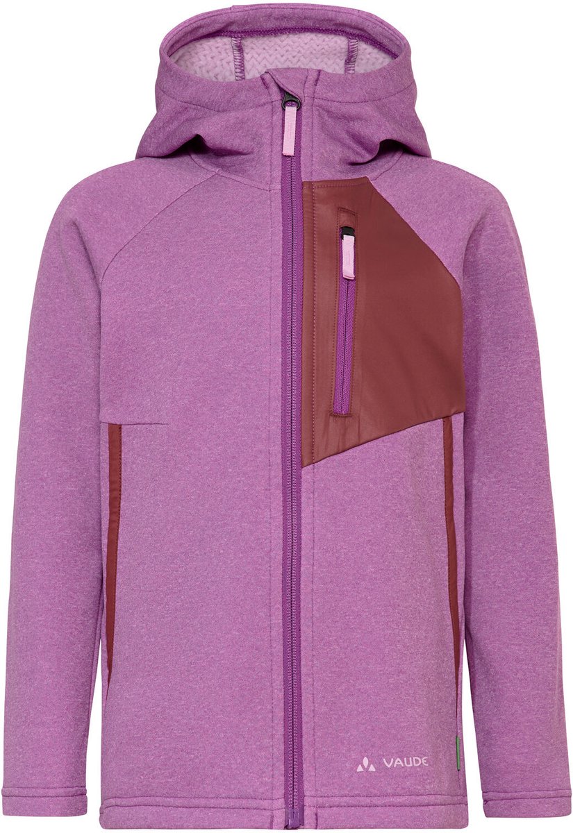 VAUDE Rokua fleece jas, fleece jas, kinderen outdoor sportjasjes, niet waterdicht, niet winddicht, fleece, met capuchon