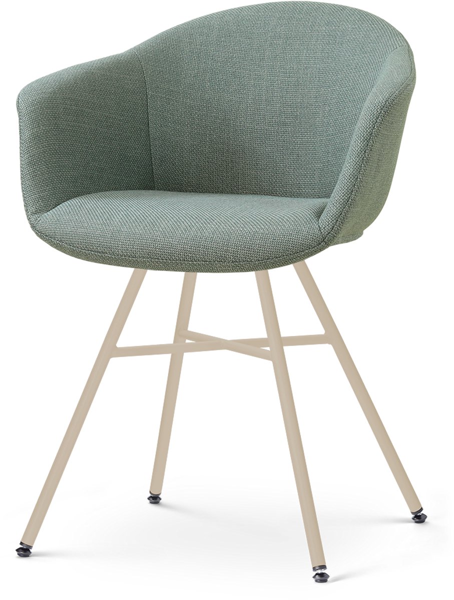 Nolon Noa-Otis Eetkamerstoel Saliegroen - Beige Onderstel - Scandinavisch - Armleuning - Stoffen - Comfortabel
