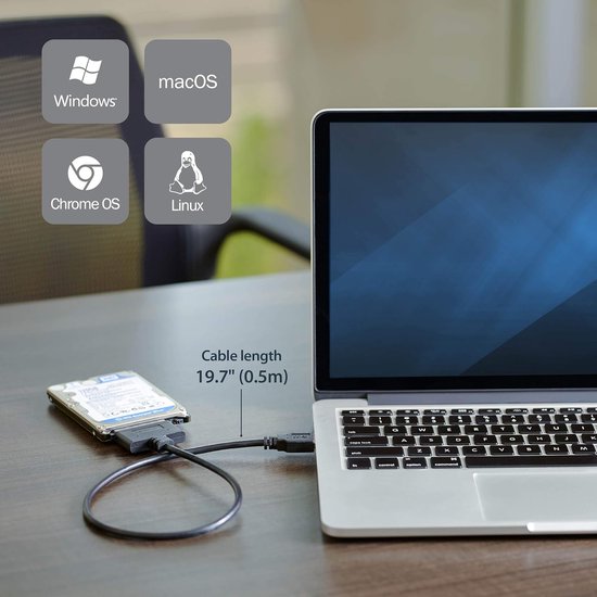 SATA naar USB kabel - 2,5" SATA III harde schijf adapter - extern converter voor SSD/HDD datatransfer — afbeelding 2