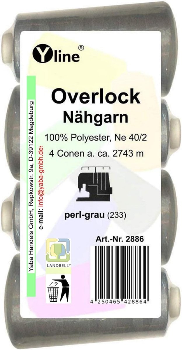 Overlock Naaigaren Spoelen - 4 Stuks, Parelgrijs, 2743 m, 100% Polyester